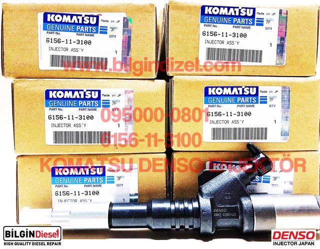 6156-11-3100 Enjektör Komple KOMATSU Motor SAA6D125E DENSO İş Makinası Yedek Parça