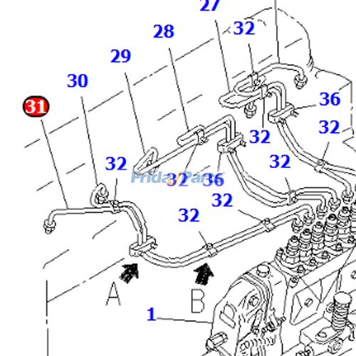 6221-71-5130 Tube Injection Engine SA6D108 KOMATSU Motor Enjektör Borusu İş Makinası Yedek Parça