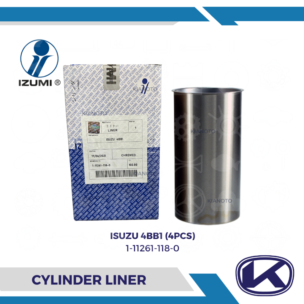 1112611180 Liner ISUZU 4BB1, 4BD1 Motor Gömleği 102mm İş Makinası Yedek Parça