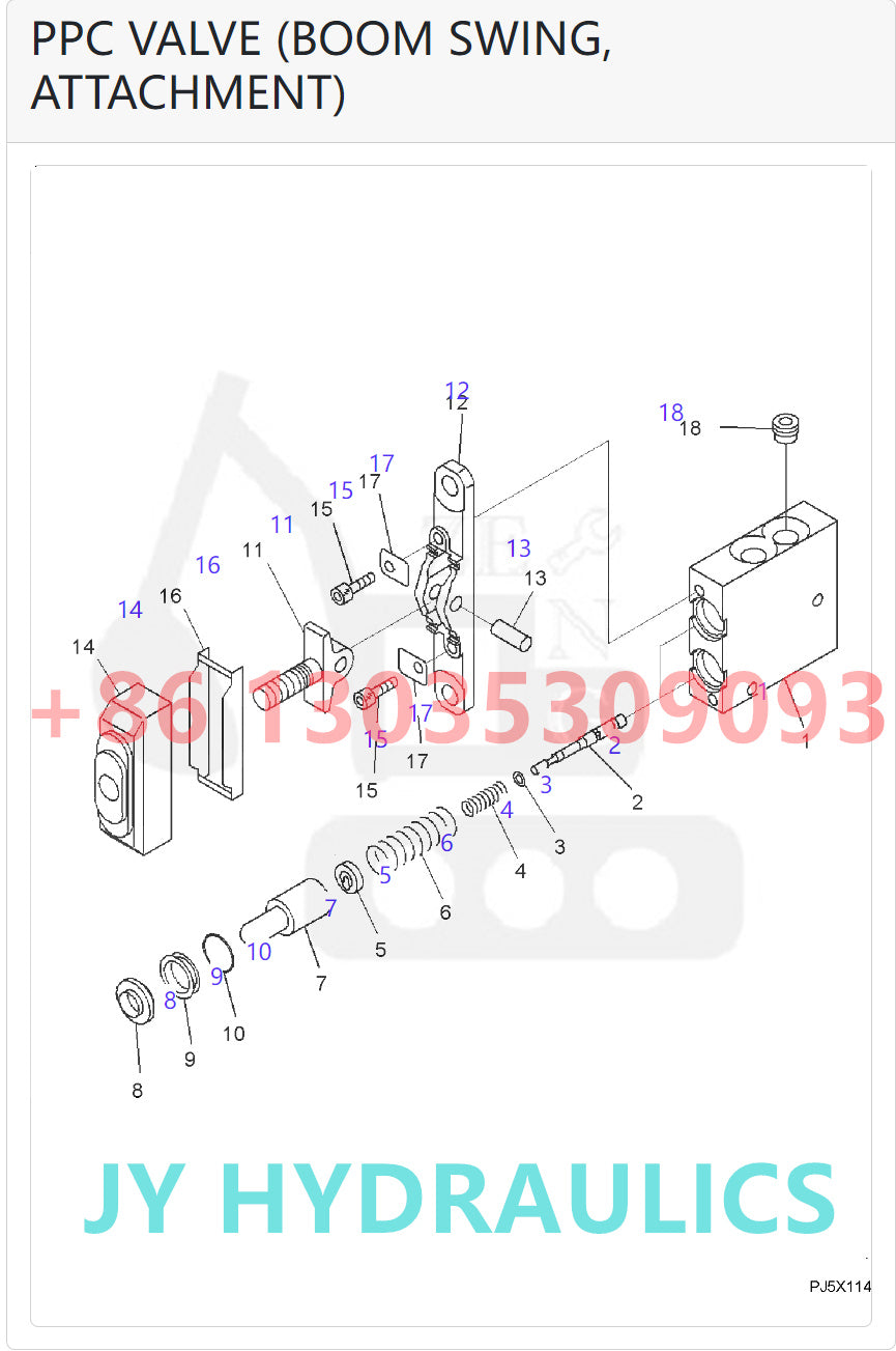 702-16-53170 Piston Control PPC Valve KOMATSU Kumanda Kol Pistonu İş Makinası Yedek Parça
