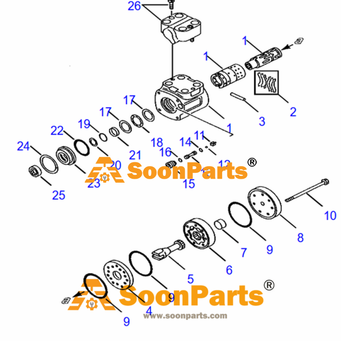 425-64-21140 Steering Valve KOMATSU WA470-3 Direksyon Orbitrolü İş Makinası Yedek Parça
