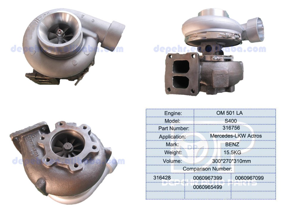 0060967399 Turbocharger MERCEDES ACTROS Motor Turbosu SWITZER 316756 İş Makinası Yedek Parça