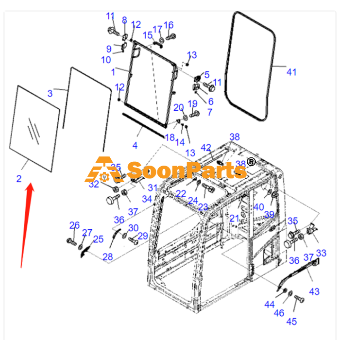 20Y-53-11520 Glass Oparatör Cabin Ön üst Cam KOMATSU İş Makinası Yedek Parça